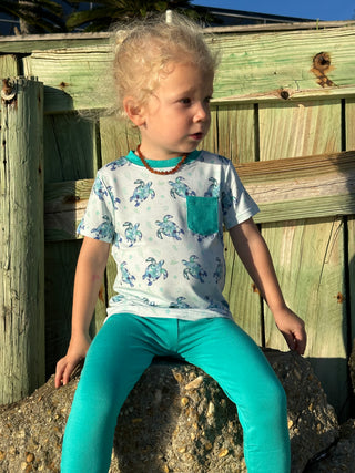 Sea of Turtles | Bamboo Toddler & Kids Pocket T-Shirt