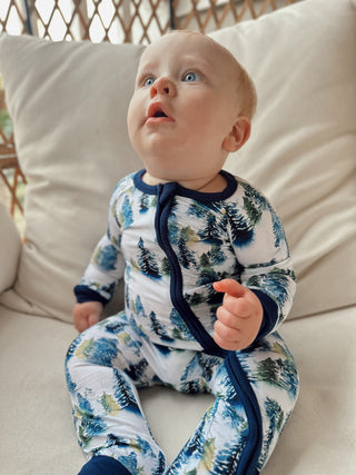 Winter Trees | Convertible Bamboo Zipper Baby Pajamas