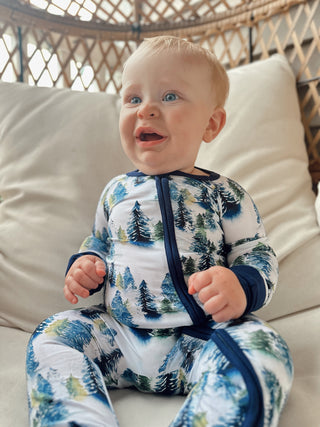 Winter Trees | Convertible Bamboo Zipper Baby Pajamas