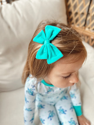 Turquoise | Toddler Bamboo Clip on Bow