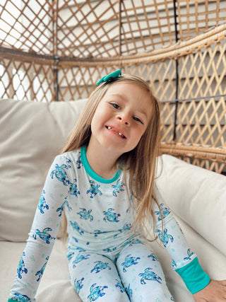Sea of Turtles | Two-Piece Bamboo Long Sleeve Toddler & Kids Pajamas