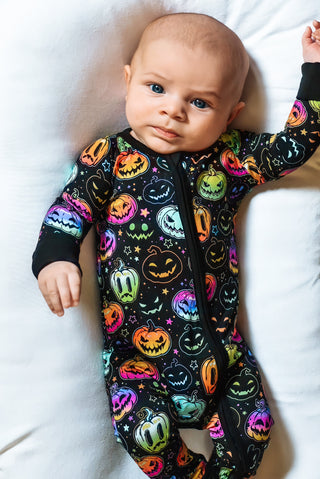 Halloween Pumpkins | Convertible Bamboo Zipper Baby Pajamas
