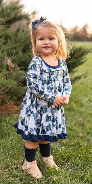 Winter Trees | Toddler & Girls Bamboo Ruffle Twirl Dress