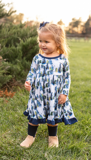 Winter Trees | Toddler & Girls Bamboo Ruffle Twirl Dress