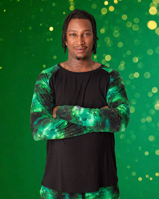 Green Galaxy Elixir | Adult Bamboo Long Sleeve Raglan Top