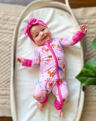 Blooming Birds | Convertible Bamboo Zipper Baby Pajamas