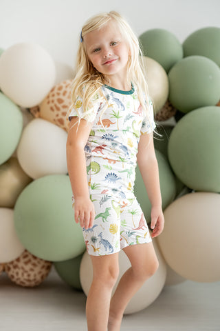 Dinosaur Land | Two-Piece Bamboo Short Sleeve Toddler & Kids Apparel Set