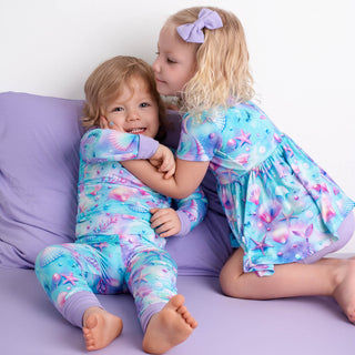 Magical Mermaid Shells | Bamboo Toddler & Girls Peplum Top & Shorts Set