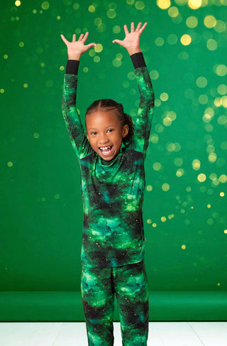 Green Galaxy Elixir | Two-Piece Bamboo Long Sleeve Toddler & Kids Pajamas