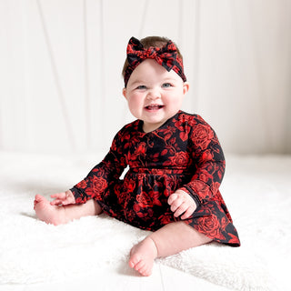 Midnight Roses | Baby & Toddler Bamboo Bodysuit Dress