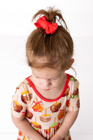 Apple Red | Toddler Bamboo Clip on Bow *New Style*