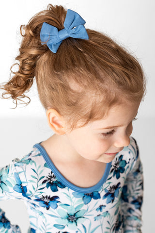 Steel Blue | Toddler Bamboo Clip on Bow