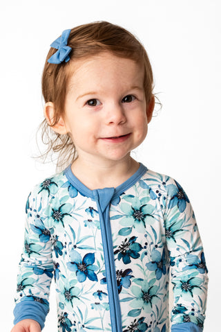 Steel Blue | Baby Bamboo Clip on Bow Set