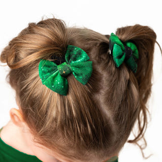 Green Galaxy Elixir | Bamboo Pigtail Clip on Bow Set