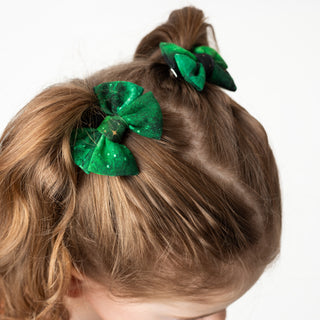 Green Galaxy Elixir | Bamboo Pigtail Clip on Bow Set