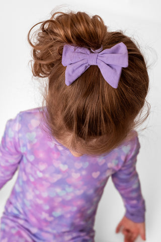 Purple | Toddler Bamboo Clip on Bow