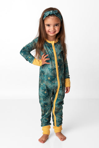 Dreamy Skies | Convertible Bamboo Zipper Baby Pajamas
