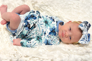 Azure Petals | Baby & Toddler Bamboo Bodysuit Dress