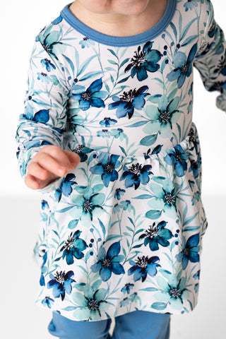 Azure Petals | Baby & Toddler Bamboo Bodysuit Dress