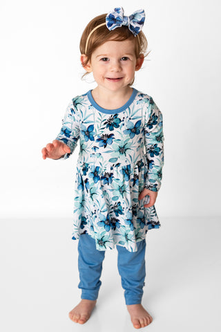 Azure Petals | Baby & Toddler Bamboo Bodysuit Dress