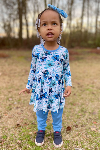 Azure Petals | Baby & Toddler Bamboo Bodysuit Dress