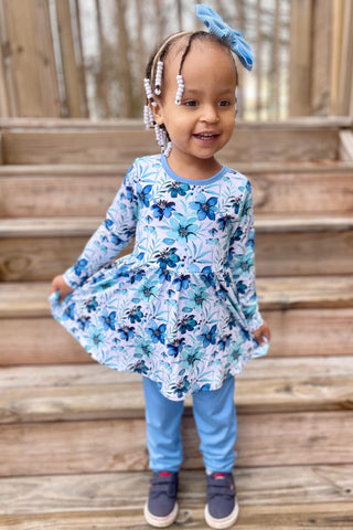 Azure Petals | Baby & Toddler Bamboo Bodysuit Dress
