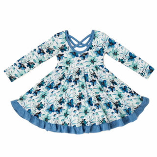 Azure Petals | Toddler & Girls Bamboo Ruffle Twirl Dress