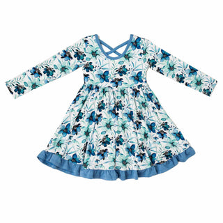 Azure Petals | Toddler & Girls Bamboo Ruffle Twirl Dress