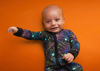 Halloween | Spooky Webs | Convertible Bamboo Zipper Baby Pajamas