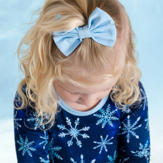Icy Blue | Bamboo Small Clip on Bow