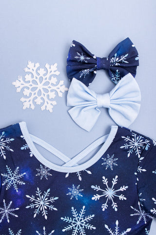 Icy Snowflakes | Bamboo Big Clip on Bow