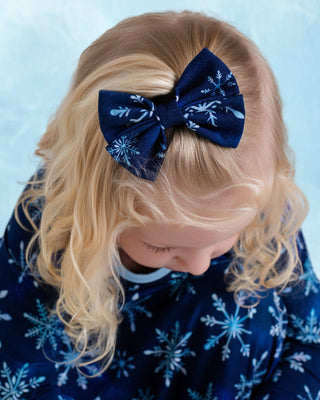 Icy Snowflakes | Bamboo Small Clip on Bow