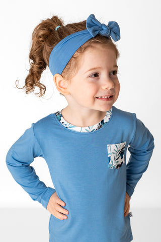 Steel Blue | Bamboo Headband Bow