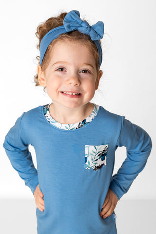 Steel Blue | Bamboo Headband Bow