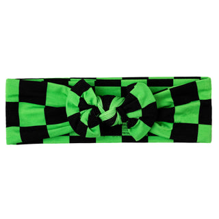 Green Checkers | Bamboo Headband Bow