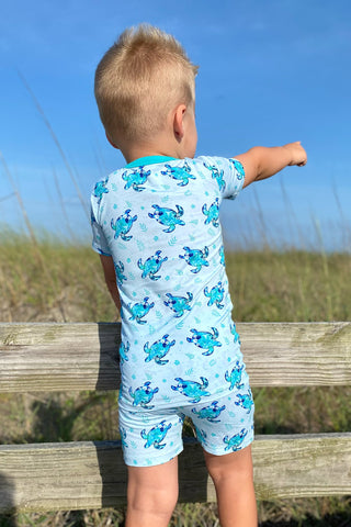 Sea Turtles | Two-Piece Bamboo Short Sleeve Toddler & Kids Set