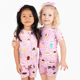 Strawberry Ice Cream | Two-Piece Bamboo Short Sleeve Toddler & Kids Set