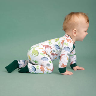 Dinosaur Land | Convertible Bamboo Zipper Baby Pajamas