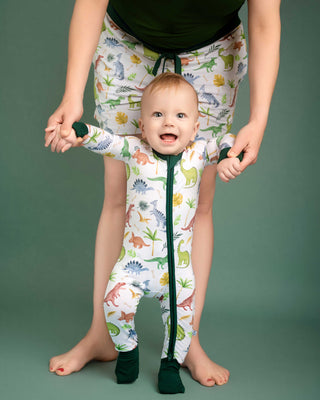 Dinosaur Land | Convertible Bamboo Zipper Baby Pajamas