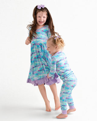 Mermaid Glitter | Toddler & Girls Bamboo Ruffle Twirl Dress