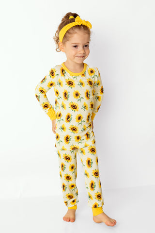 Sunflowers | Two-Piece Bamboo Long Sleeve Toddler & Kids Pajamas