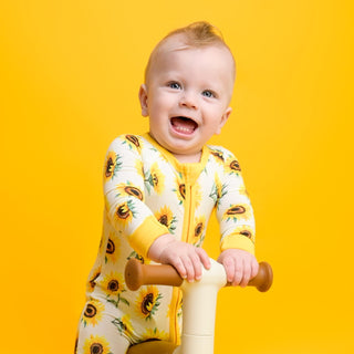 Sunflowers | Convertible Bamboo Zipper Baby Pajamas