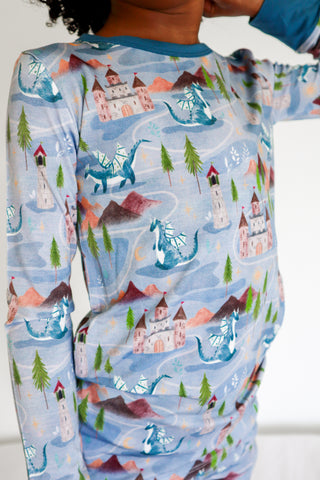 Castles & Dragons | Two-Piece Bamboo Long Sleeve Toddler & Kids Pajamas