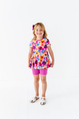 Painted Petals | Bamboo Peplum & Shorts Set