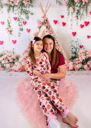 Sweet Strawberries | Two-Piece Bamboo Long Sleeve Toddler & Kids Pajamas