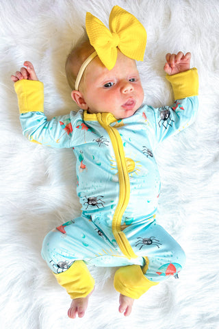 Spring Showers | Convertible Bamboo Zipper Baby Pajamas