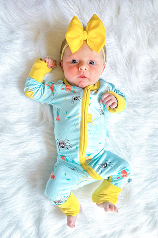 Spring Showers | Convertible Bamboo Zipper Baby Pajamas