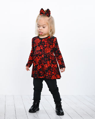 Midnight Roses | Bamboo Small Clip on Bow