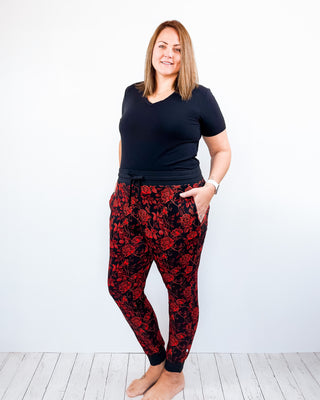 Midnight Roses | Women's Bamboo Jogger Pajama Pants