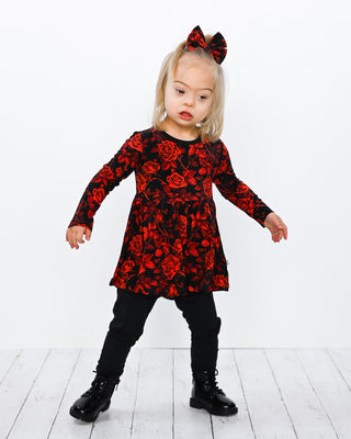 Midnight Roses | Bamboo Small Clip on Bow